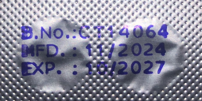 インドから届いた製品の有効期限記載箇所